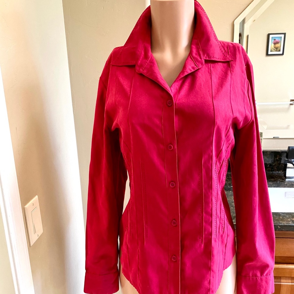 Fuchsia Colored Faux Suede Top by Talbots, Size L
